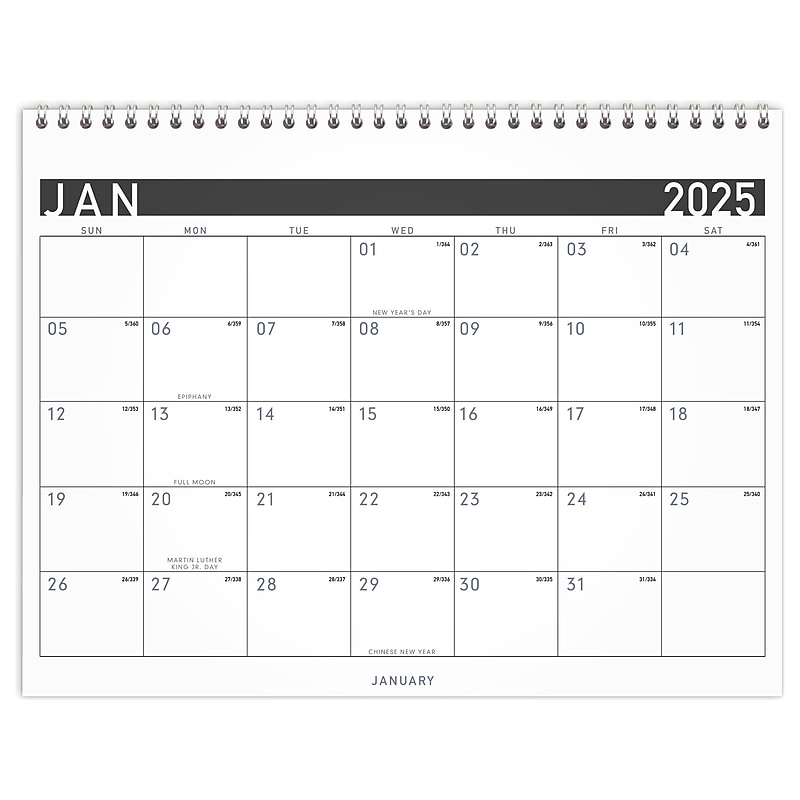 2025 AT-A-GLANCE Contemporary 11" x 8.5" Monthly Wall Calendar, White/Black (PM170X-28-25) image 1
