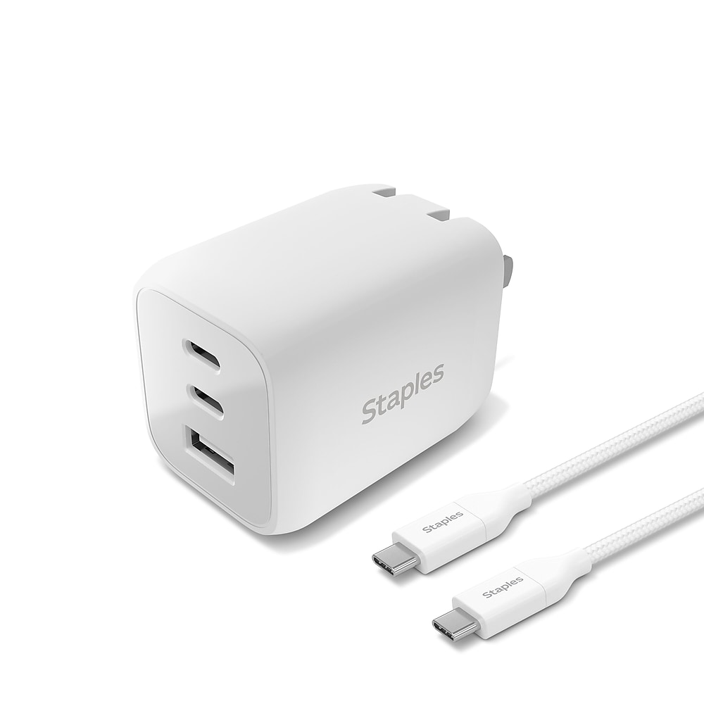 Staples® TECH 65W GaN wall charger with USB-C cable