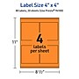 Avery Laser/Inkjet Multipurpose Square Labels, 4" x 4", Bright Orange, 80/Pack (94100)~#|#~95F4E007-2C84-4B47-94C19797B75554E0_sc7