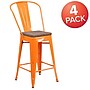 Flash Furniture Lily Contemporary Metal Vertical Back Counter Height Stool, Orange, 4-Pieces/Pack (4CH3132024GBORW)~#|#~9602C8D0-C342-426A-B2993069D9CDBC3F_sc7