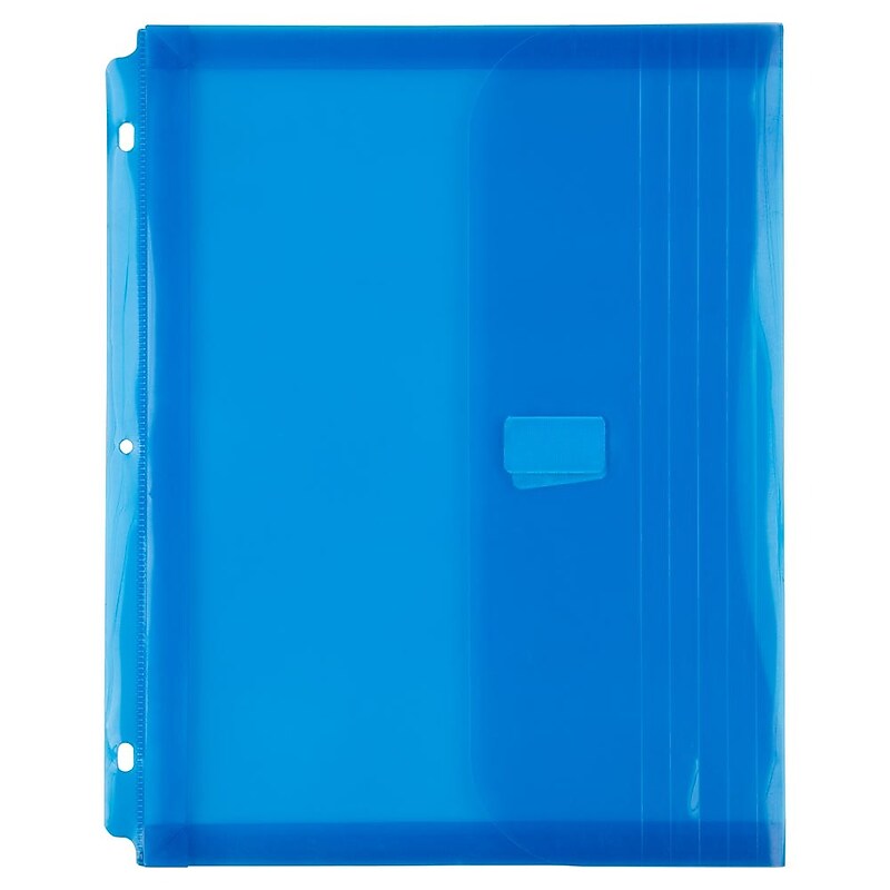 JAM Paper Plastic Binder Pocket, 3-Hole Punched, Blue, 3/Pack (218VB1BUX3) image 1