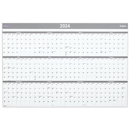2025 Staples 24" x 36" Wall Calendar, Gray (ST5844924) Staples