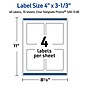 Avery Laser/Inkjet Rectangle Multipurpose Labels, 4" x 3-1/3", White, 40/Pack (S00-DJ8)~#|#~96162A1E-0C9B-4C10-97DCB61ED6EDB73F_sc7