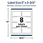 Avery TrueBlock Laser/Inkjet Rectangle Multipurpose Labels, 2" x 3.75", White, 800/Box (94240)~#|#~961B01E9-0675-4793-8377EFE7C34F32E9_sc7