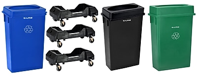 Alpine Industries Plastic Trash Can with Dolly, 23 Gallon, Assorted Colors, 3/Pack (477-PKD1) Sansujyuku sansujyuku.com
