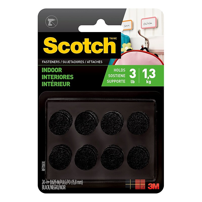 Scotch® Multi-Purpose Fastener, 5/8" Dot, Black, 24/Pack (RF7061X) image 1