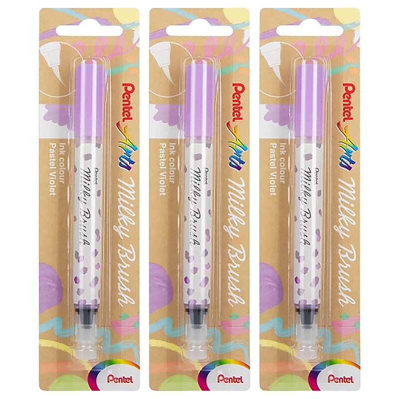 Pentel Milky Brush, Purple Ink, 3/Bundle (PTAXGFHBPPVX-3) image 1