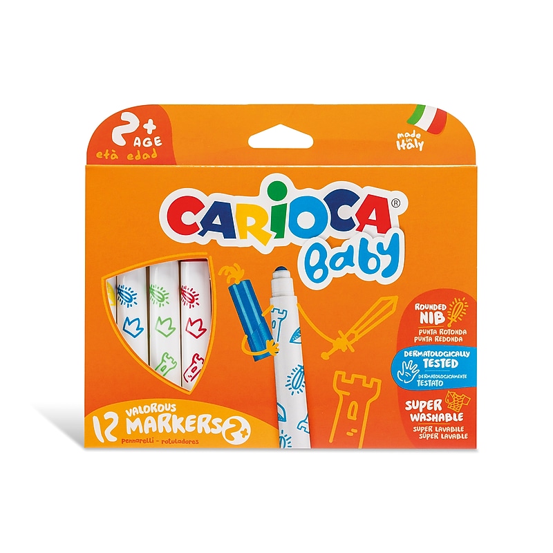 CARIOCA Baby Washable Kids Markers, Rounded Nib, Assorted Colors, 12/Set (CRA42814) image 1