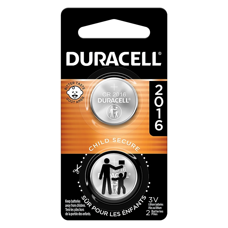 Duracell 2016 3V Lithium Coin Battery, 2/Pack (5005660) image 1