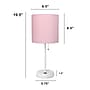Creekwood Home Oslo 19.5" LED Table Lamp with USB Port, White Base/Light Pink Shade (CWT-2011-PO-LB)~#|#~9631FD37-9BB7-400A-AFF5BF5B07F70A6D_sc7