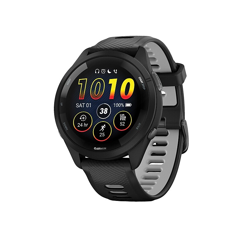 Garmin Forerunner 265 Smartwatch, GPS, 46mm, Black/Powder Gray Silicone Band (010-02810-00) image 1