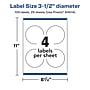 Avery Laser/Inkjet Round Multipurpose Labels, 3.5" Dia., White, 100 Labels/Pack (94514)~#|#~963D837A-5FD5-4F0C-AD4F7A4998C640F3_sc7