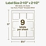 Avery Hemp Square Laser/Inkjet Multipurpose Labels, 2-1/2" x 2-1/2", Off-White (360/Box)~#|#~9648ACC1-5601-4F42-A7163422E886A9A9_sc7