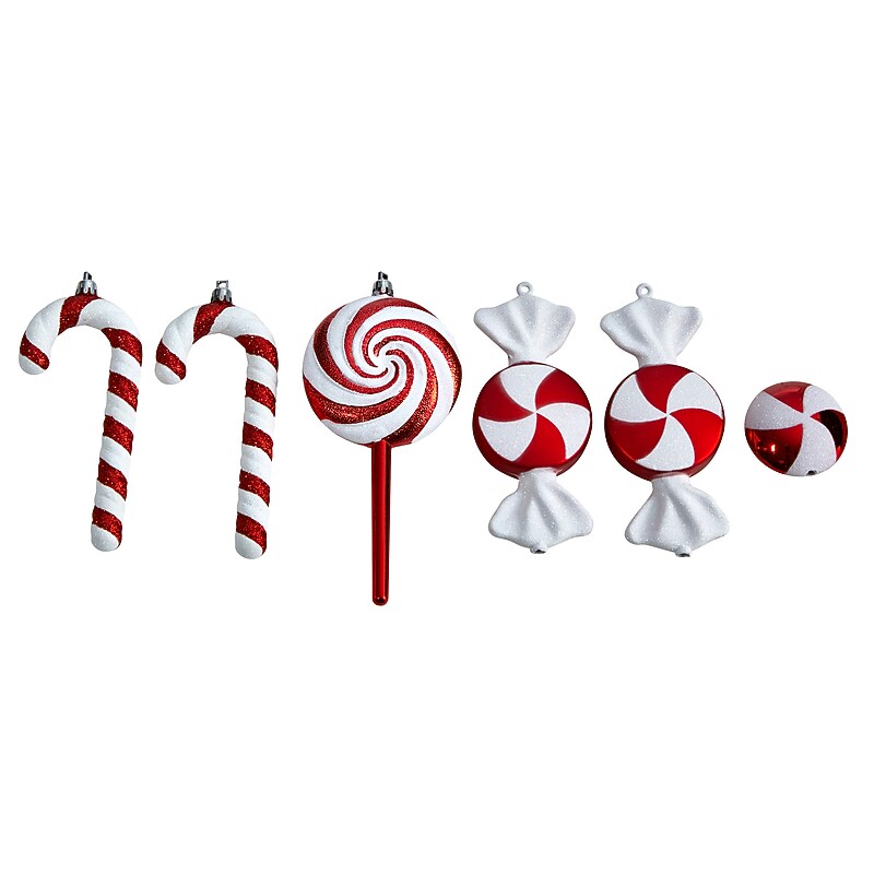 Nearly Natural Assorted Candy Holiday Christmas Deluxe Shatterproof Ornament, 7", 6/Set (D1050) image 1