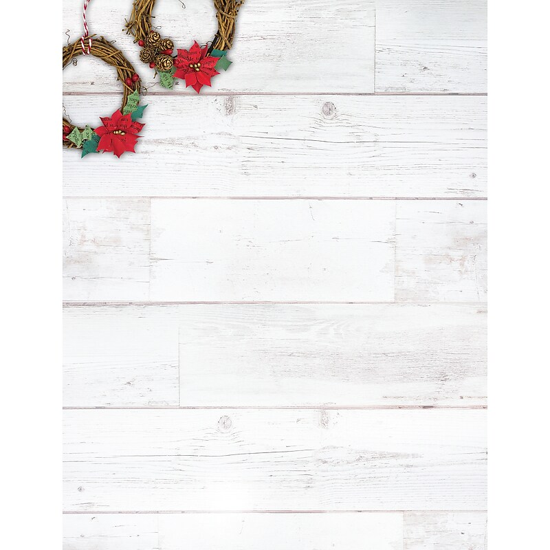 Great Papers! Holiday Stationery Letterhead Wreaths on Wood, Multicolor, 50 sheets (2024039) image 1