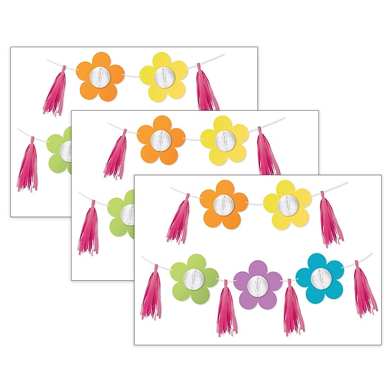 Carson Dellosa Education Happily Ever Elementary Retro Remix Flowers and Tassels Dimensional Accents, 3/Bundle (CD-107012-3) image 1