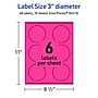 Avery Laser/Inkjet Round Multipurpose Labels, 3" Dia., Neon Magenta, 60/Pack (94513)~#|#~965BF08B-EB56-48B5-96792CDA42B11854_sc7