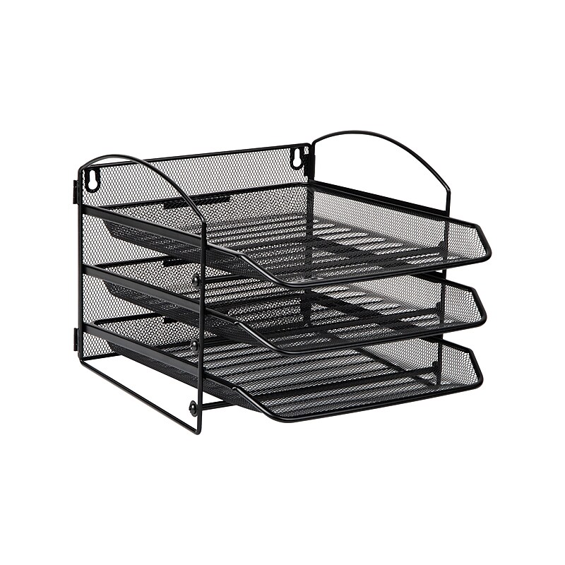 Mind Reader 3-Pocket Metal Mesh Mountable Wall File, Letter Size, Black (3THANG-BLK) image 1