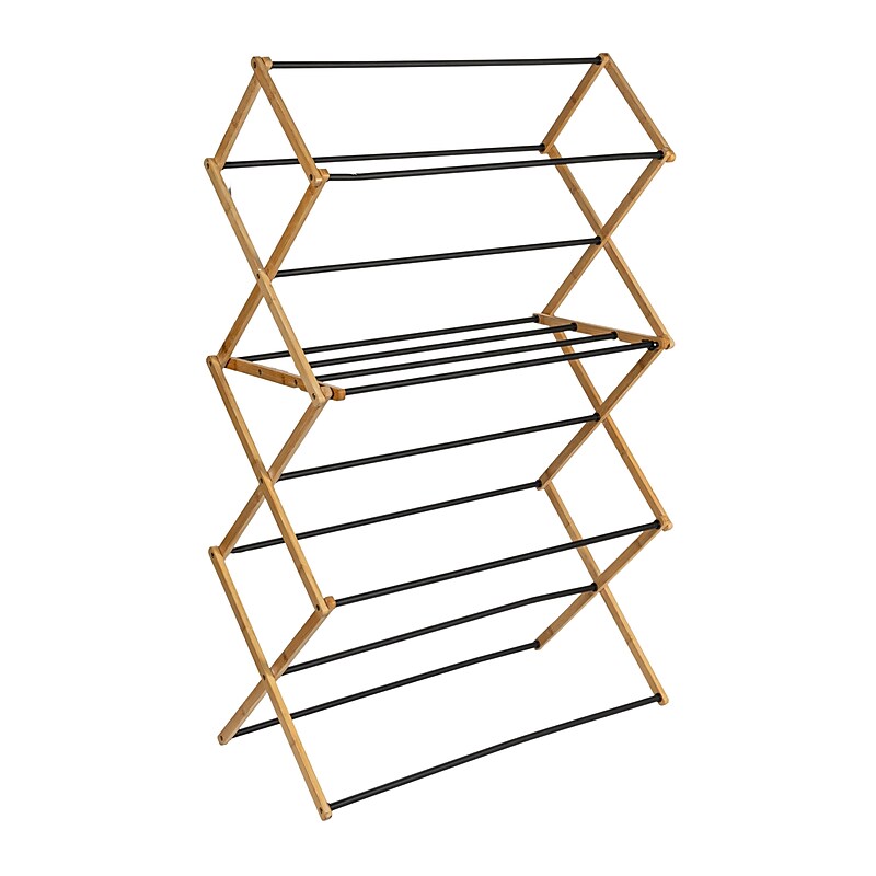 Household Essentials Bamboo Folding Clothes Drying Rack, Tan (HE1201) image 1
