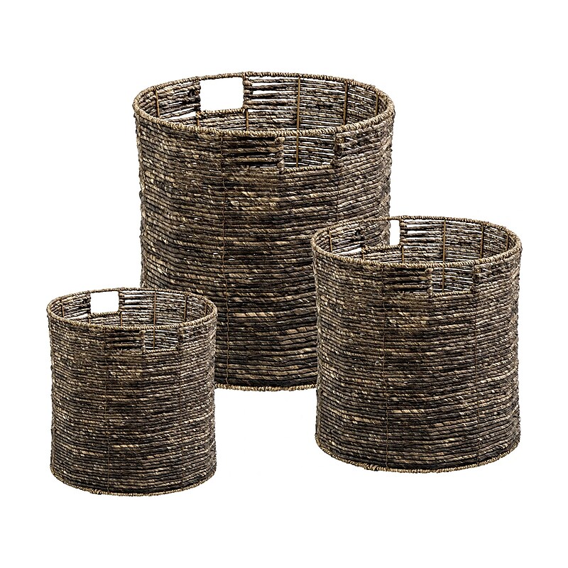 Honey-Can-Do Coastal Woven Nesting Baskets with Handles, Brown Maize, 3/Set (STO-07879) image 1