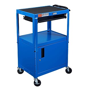 Luxor 2-Shelf Metal Mobile A/V Cart with Lockable Wheels, Royal