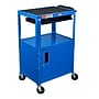 Luxor LEADER 3-Shelf Adjustable Media Utility Cart with Pullout Tray and Locking Cabinet, Blue (AVJ42KBC-RB)~#|#~9668768A-751F-4328-B932B97F09BDD113_sc7