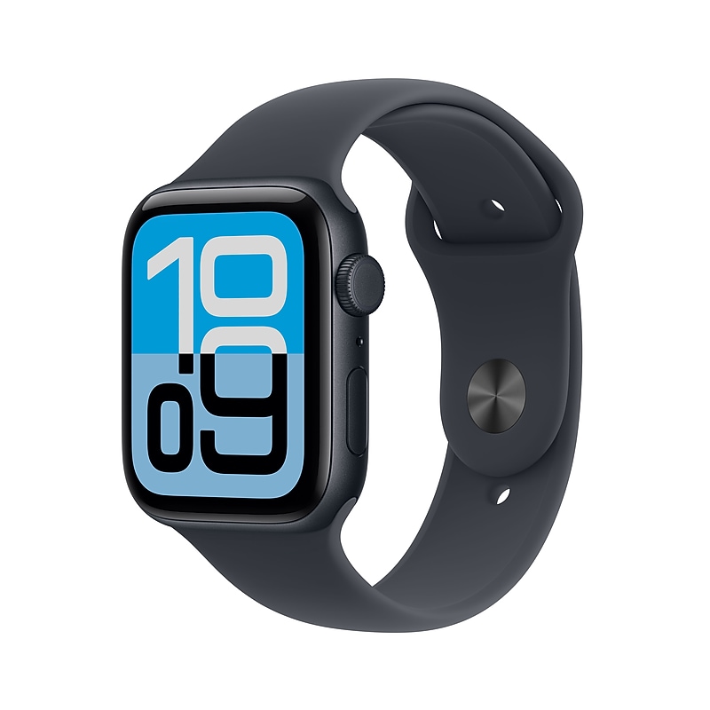 Apple Watch SE 3 GPS + Cellular Smartwatch, 44mm, Midnight Aluminum Case with Midnight Sport Band, Medium/Large (MEPJ4LW/A) image 1