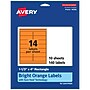 Avery Rectangle Multipurpose Labels, 1-1/3" x 4", Bright Orange, 140/Pack (94206)~#|#~967694BB-4003-4BD5-89F620159B61A228_sc7