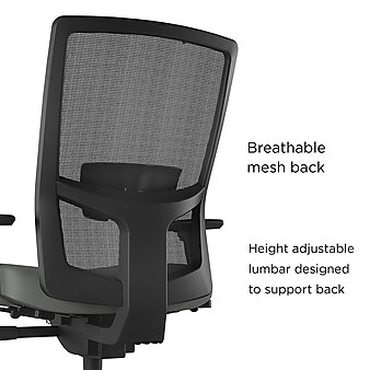 Union & Scale™ Workplace2.0 500 Series Mesh and Fabric Task Chair, Iron Ore, Adjustable Lumbar, Synchro Seat Slide, 2D Arms