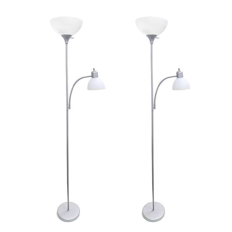 Simple Designs 71.5" Silver Floor Lamp with Dome Shades, 2/Pack (LF2000-SLV-2PK) image 1