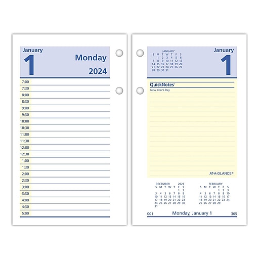 2024 ATAGLANCE QuickNotes 6" x 3.5" Daily Desk Calendar Refill