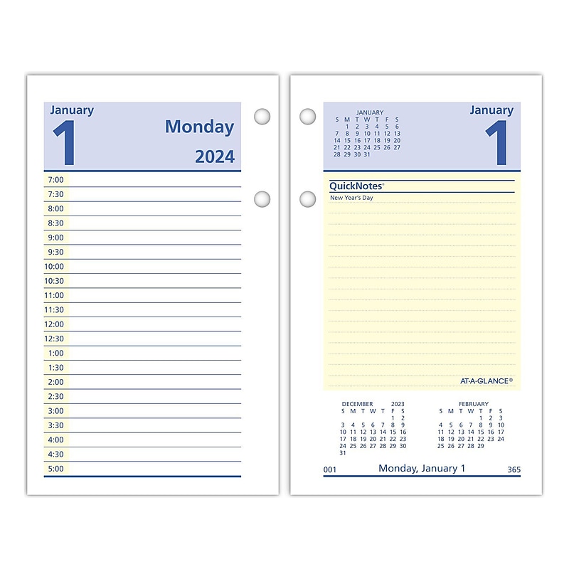 2024 AT-A-GLANCE QuickNotes 6" x 3.5" Daily Desk Calendar Refill, Multicolor (E517-50-24) image 1