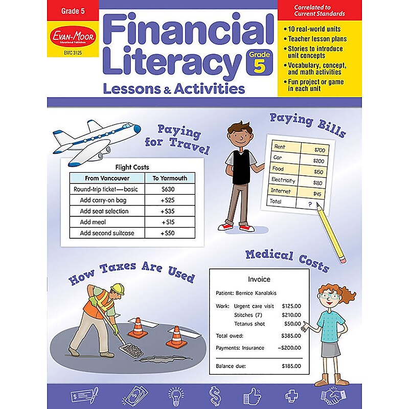Evan-Moor Educational Publishers Financial Literacy Lessons & Activities, Grade 5 (EMC3125) image 1