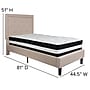 Flash Furniture Roxbury Tufted Upholstered Platform Bed in Beige Fabric with Pocket Spring Mattress, Twin (SLBM17)~#|#~968E8CB9-AB68-4295-AF81B96FDC647E80_sc7