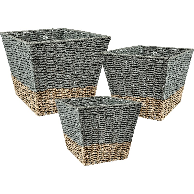 Honey-Can-Do Seagrass Nesting Baskets, Gray/Natural, 3/Set (STO-08401) image 1