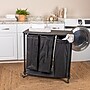 Household Essentials 3-Section Rolling Laundry Sorter with Lid, Polyester, Black (HE1120)~#|#~969961AD-2CDB-469B-B7B6206A137A7F2F_sc7