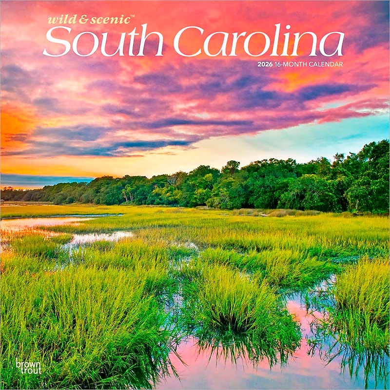 2026 BrownTrout South Carolina Wild & Scenic 12" x 12" Monthly Wall Calendar (9798330705658) image 1