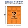 Avery Laser/Inkjet Multipurpose Square Labels, 2" x 2-3/16", Bright Orange, 960/Box (94124)~#|#~96A222B9-AB13-418A-A77895A3D36D44E9_sc7
