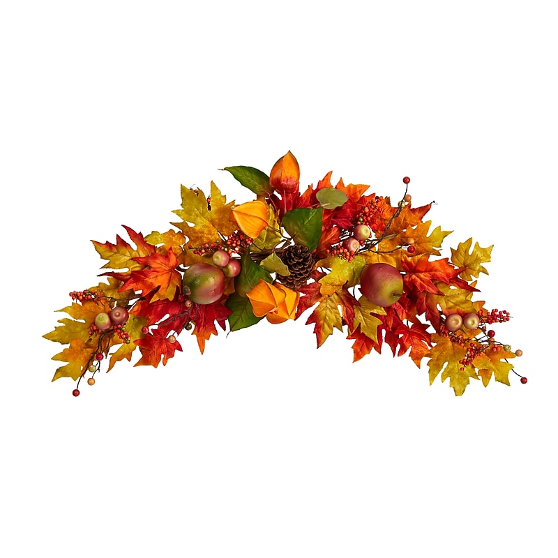 Nearly Natural 38" Autumn Maple Leaf Berry Artificial Swag (W1233) image 1