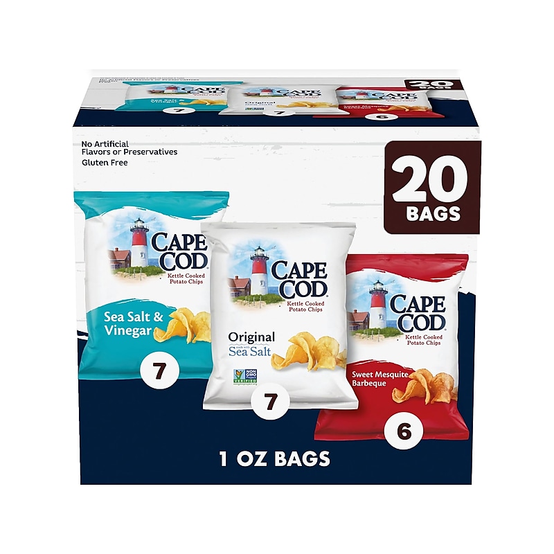 Cape Cod Gluten Free Potato Chips Variety Pack, 20 oz., 20 Bags/Carton (115025) image 1