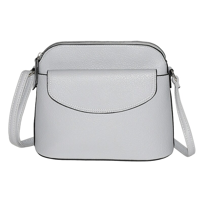 Nicci Cross-Body Bag with Front Flap, Light Grey (NH05-LGRY) image 1