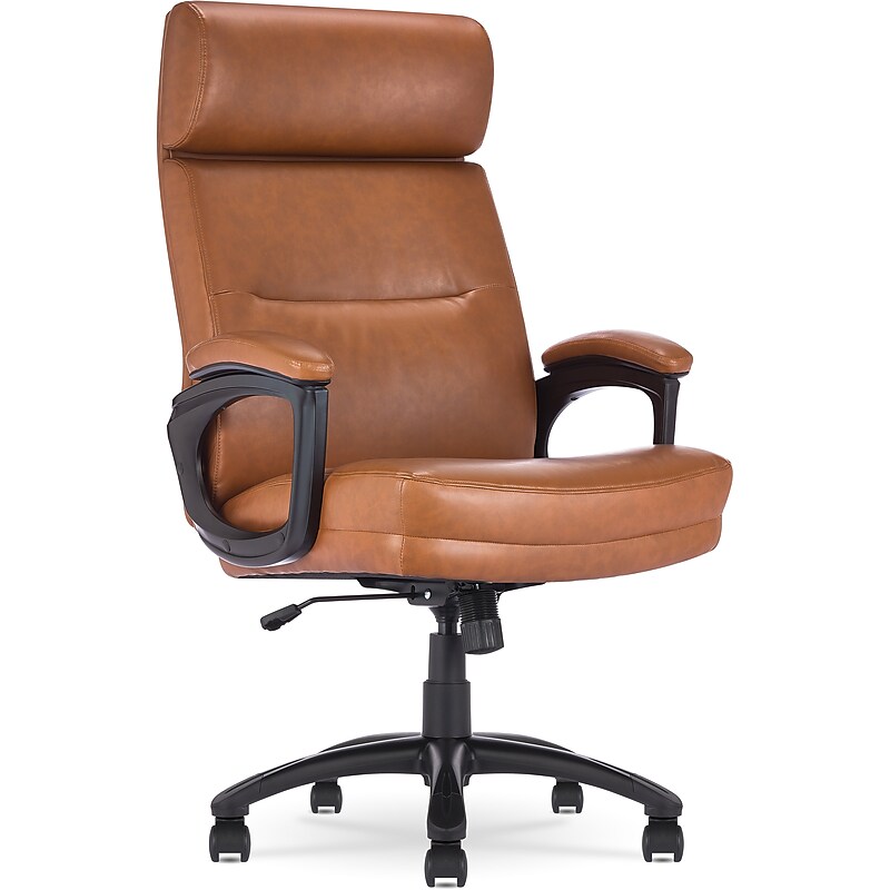 Click365 Classic Ergonomic Bonded Leather Executive Big & Tall Chair, 350 lb. Capacity, Cognac (CCHR10023A) image 1