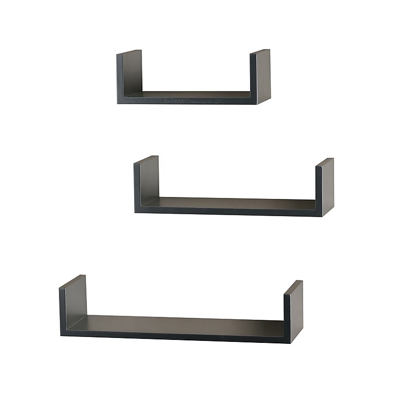 V-Light Wood Wall-Mounted Shelves, Gray, 3/Pack (VW161011G) image 1
