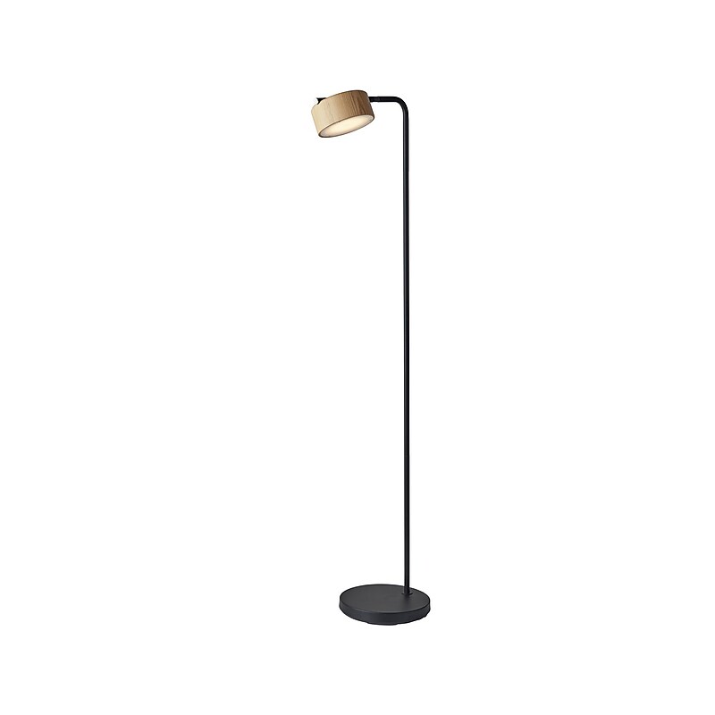 Adesso Roman 55" Metal/Wood Floor Lamp with Drum Shade (6107-01) image 1