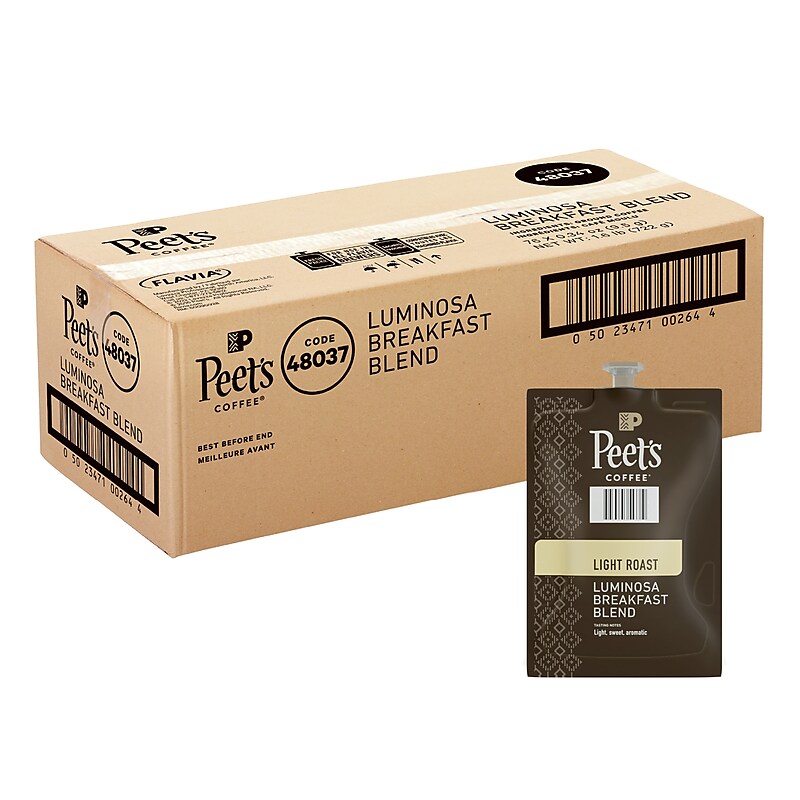 Peet's Coffee Colombia Luminosa Breakfast Blend Coffee Flavia Freshpacks, Light Roast, 76 Packs/Carton (LPC00264) image 1