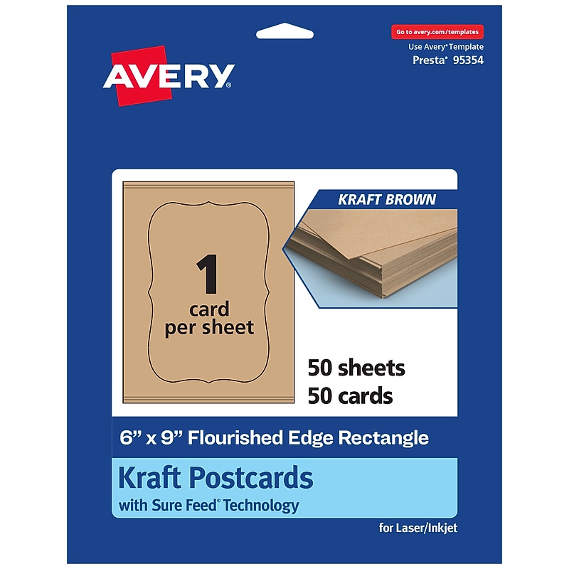 Avery Integrated Cards, 6" x 9", Matte Kraft Brown, 50/Box (95354) image 1