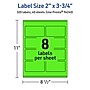 Avery Rectangle Multipurpose Labels, 2" x 3.75", Neon Green, 320/Pack (94240)~#|#~96DBE900-6692-4CFB-AC3F7C6ED7C2C8FB_sc7
