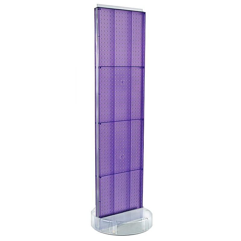 Azar Displays 60” x 16” Two-Sided Pegboard Floor Display On a Revolving Round Studio Base, Purple (700780-PUR) image 1