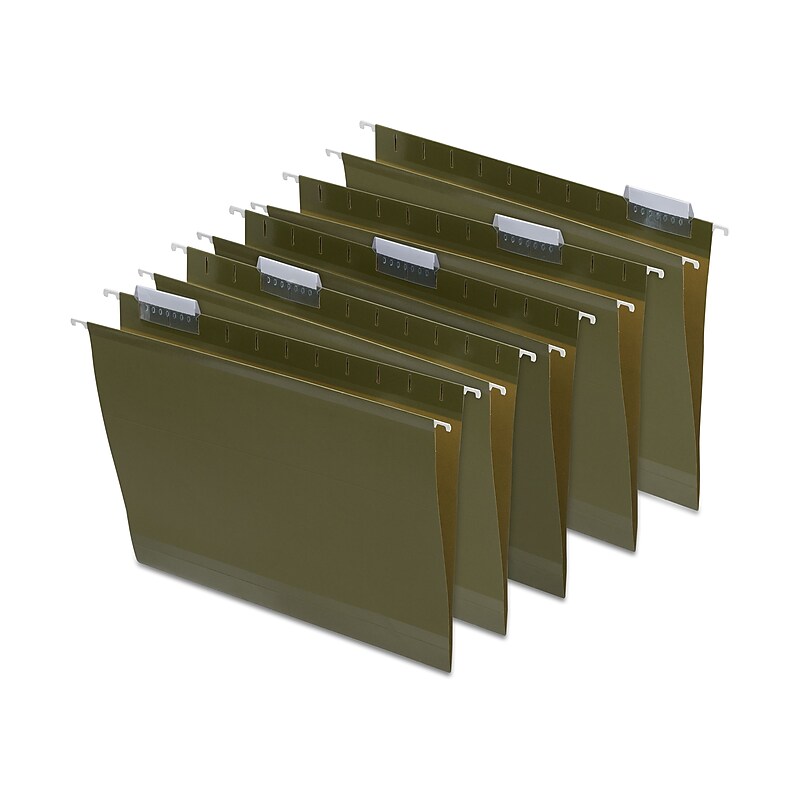 Staples Reinforced Box Bottom Hanging File Folder, 2" Expansion, 1/5-Cut Tab, Letter Size, Standard Green, 25/Box image 1