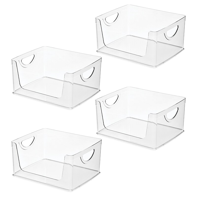 iDESIGN Small Stackable Plastic Storage Bin, Clear, 4/Pack (28102M4) image 1